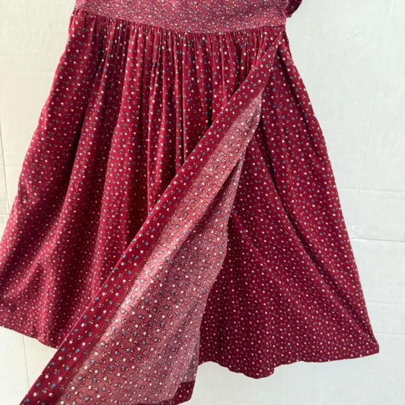 70s Vintage The Hirsh Girl Burgundy Ditzy Floral True Wrap Midi Dress Size Small - Picture 6 of 6